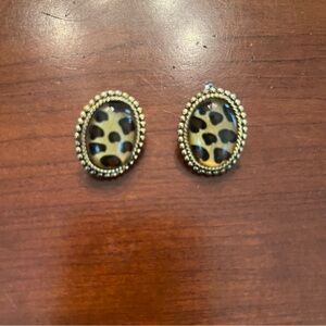 Vintage Gold and Brown Leopard Earrings